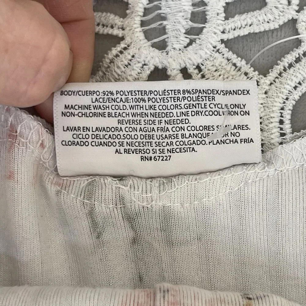 Bobbie Brooks Shirt Woman's Size Small White Floral Lace Cottagecore Boho Hippie